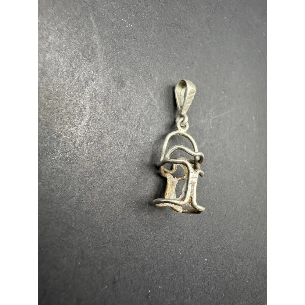 Vintage Signed Sterling Silver 925 Abstract Modernist Charm Pendant 0.43